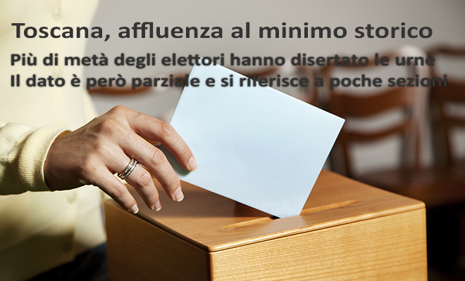 Primi dati dalla Toscana: 50% sfiorato ma non raggiunto