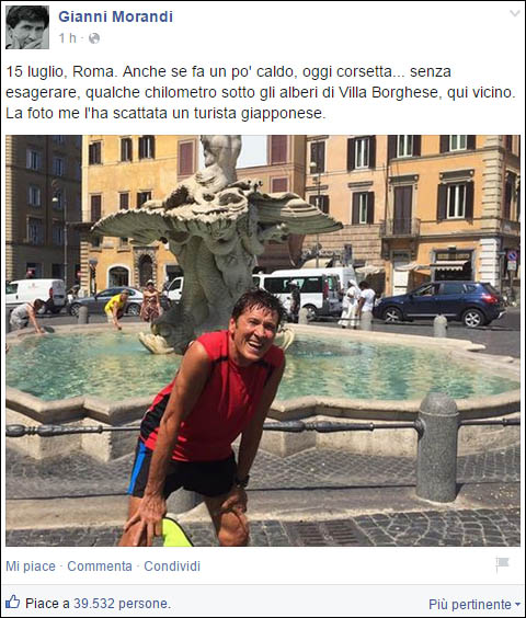 Gianni Morandi su Facebook