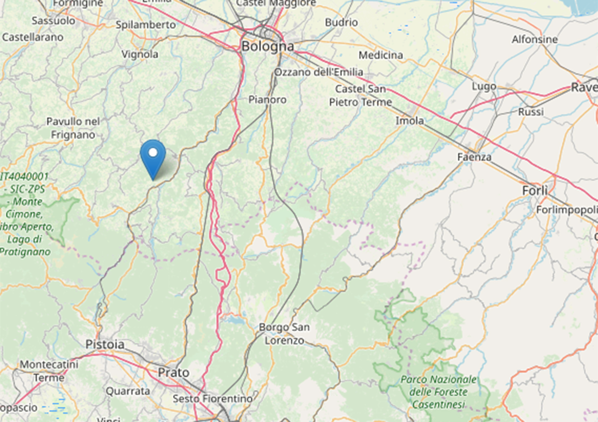 Tre scosse di terremoto nella notte tra Bologna e Pistoia