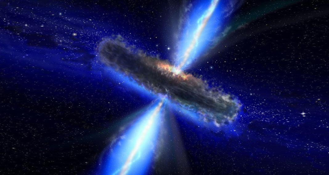 Un quasar disco di gas che precipita in un buco nero