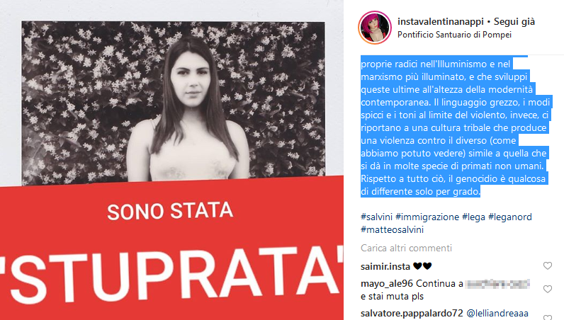 Valentina Nappi: «Sono stata ‘stuprata’ da Salvini»