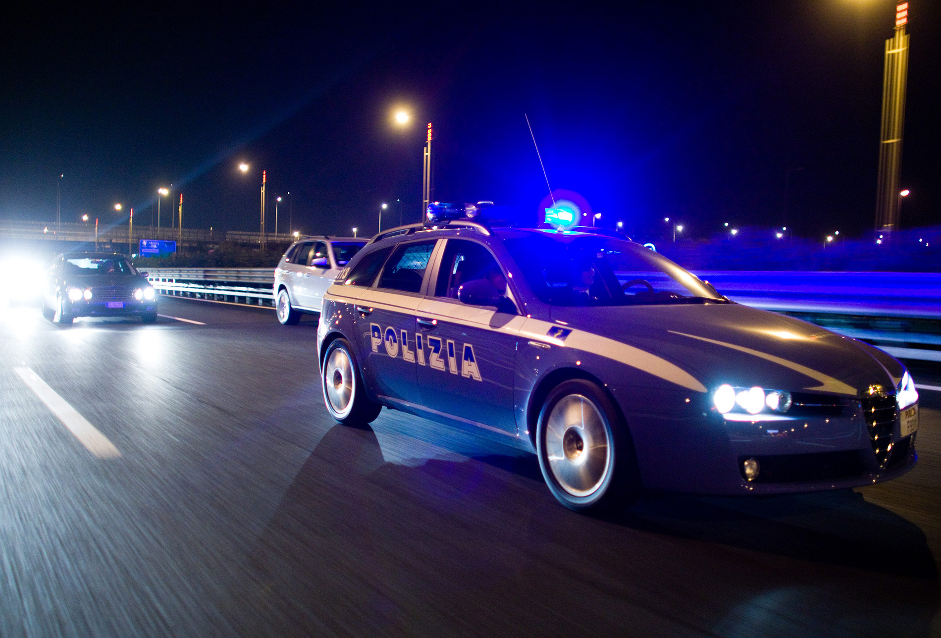 Polizia stradale di notte