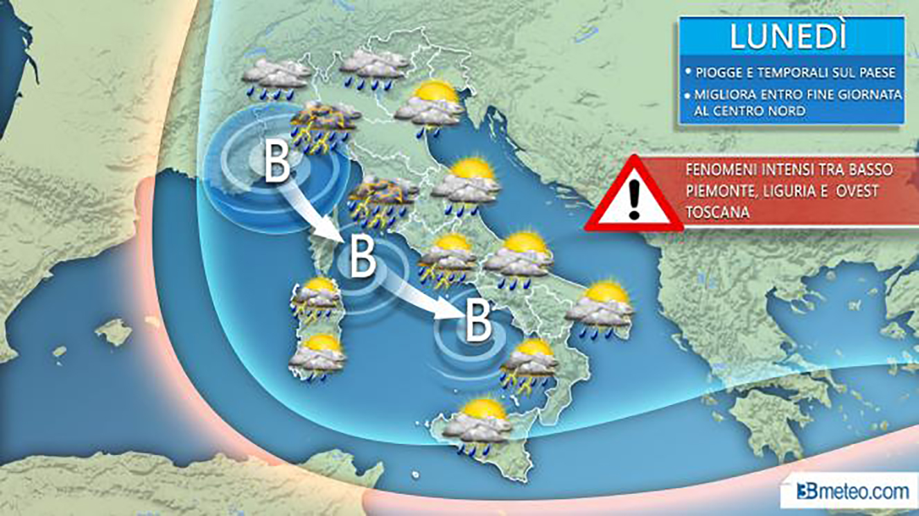 Pioggia forte e temperature in picchiata in Toscana. E sulle Alpi nevica