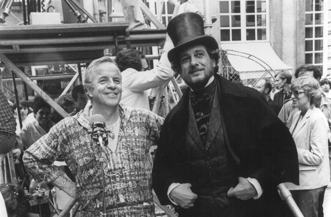 Franco Zeffirelli e Placido Domingo sul set del film Traviata del 1982