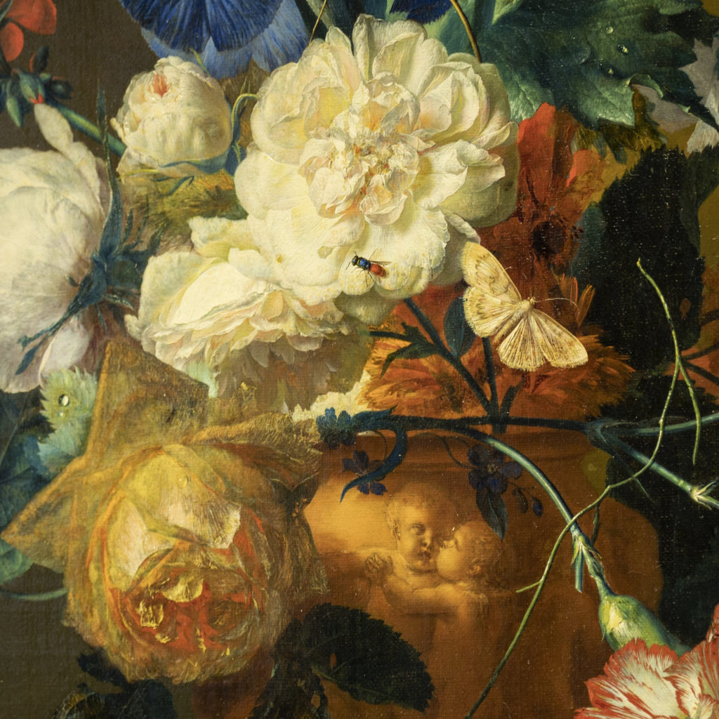 Un particolare del Vaso di Fiori di Jan van Huysum