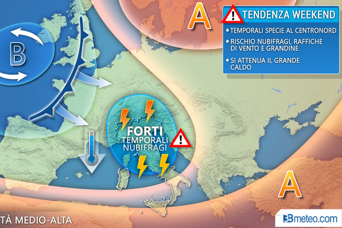 Weekend meteo italia tendenza 24Luglio