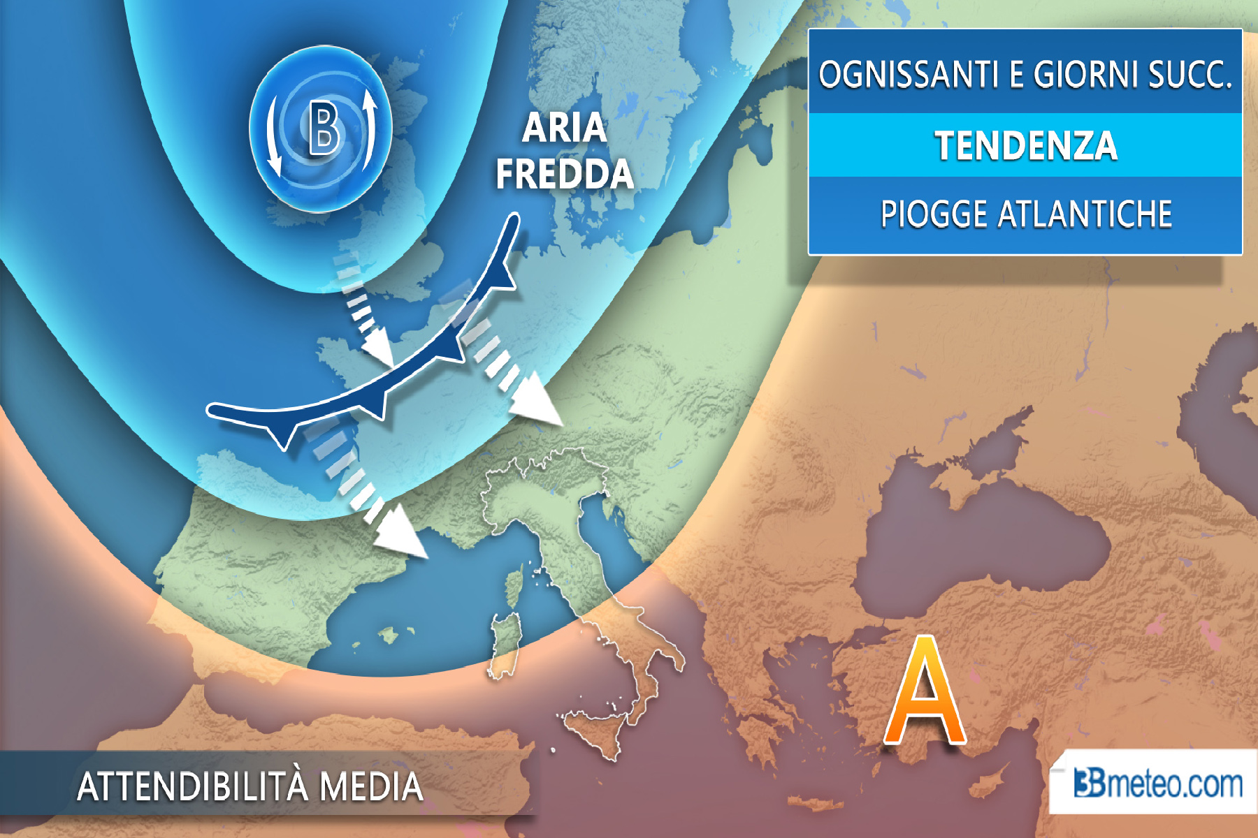 Carta del tempo di 3bmeteo.com