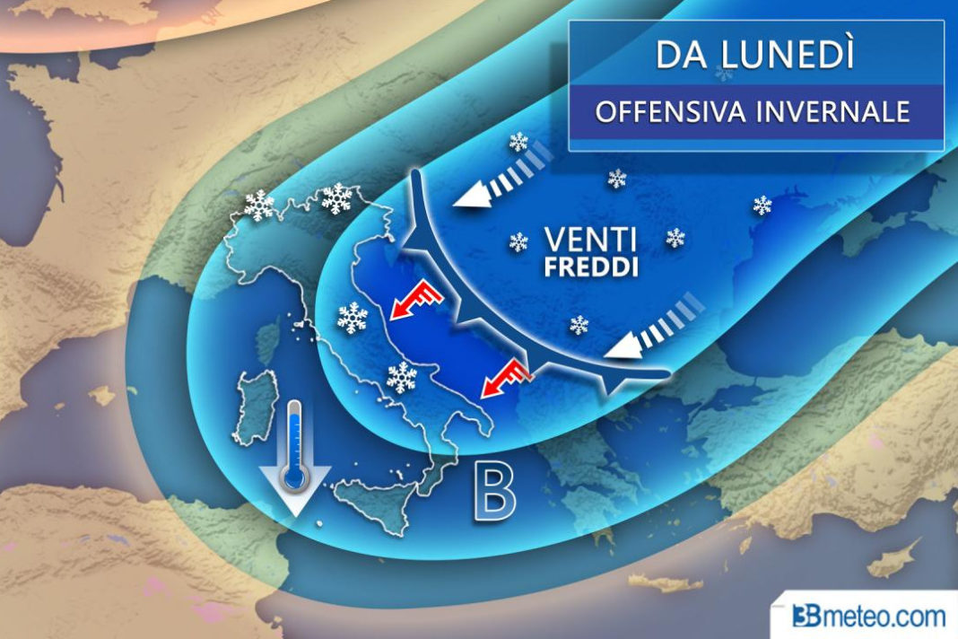 Freddo dalla Russia da domani (lunedì) con neve