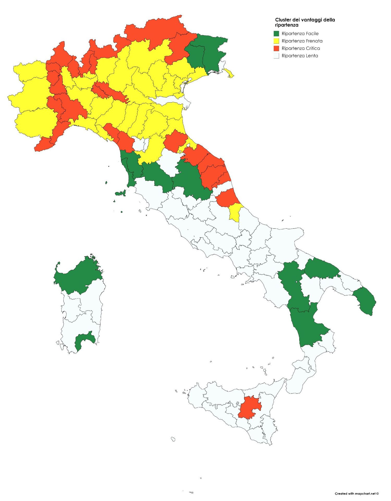 Mappa della ripartenza nelle città italaine. 