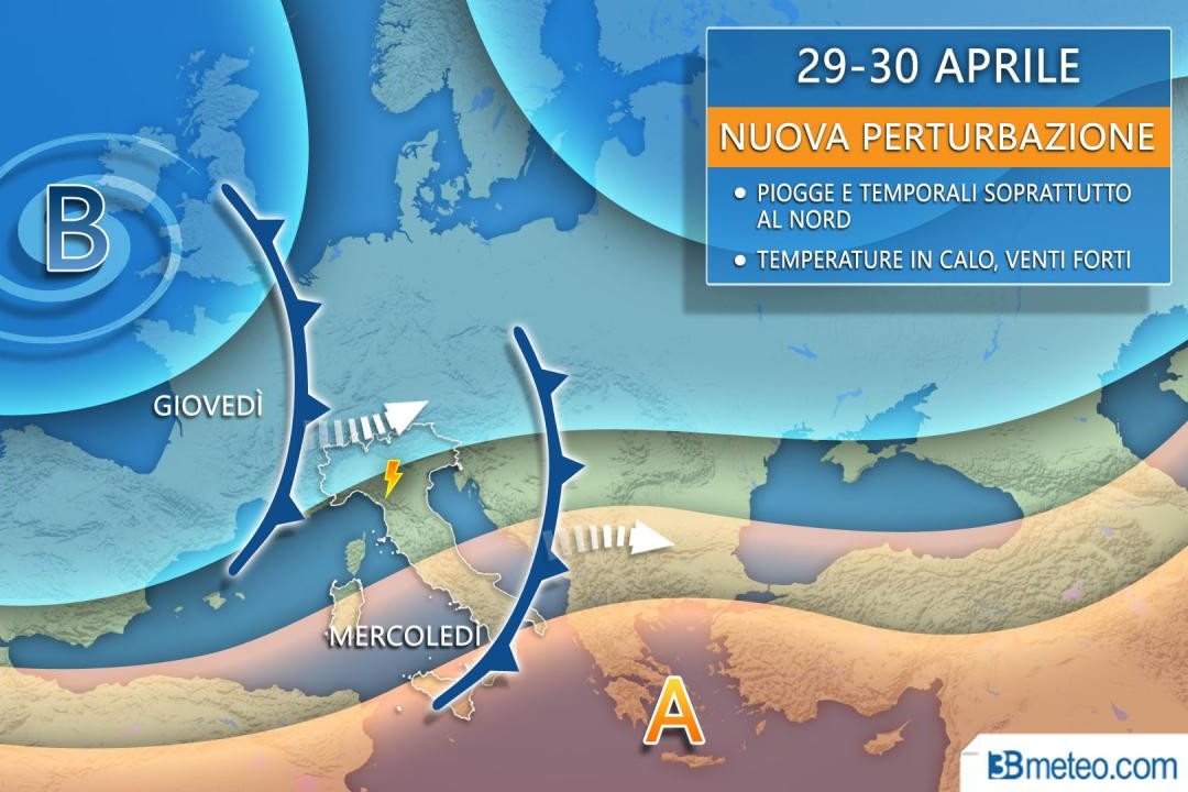 Temporali in arrivo, variabile il 1° e ondata di caldo dal 4 maggio