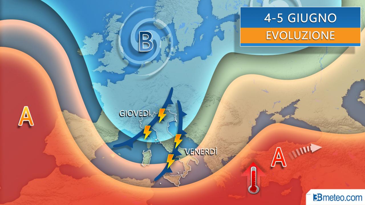 Arrivano i nubifragi, con temperature in brusco calo