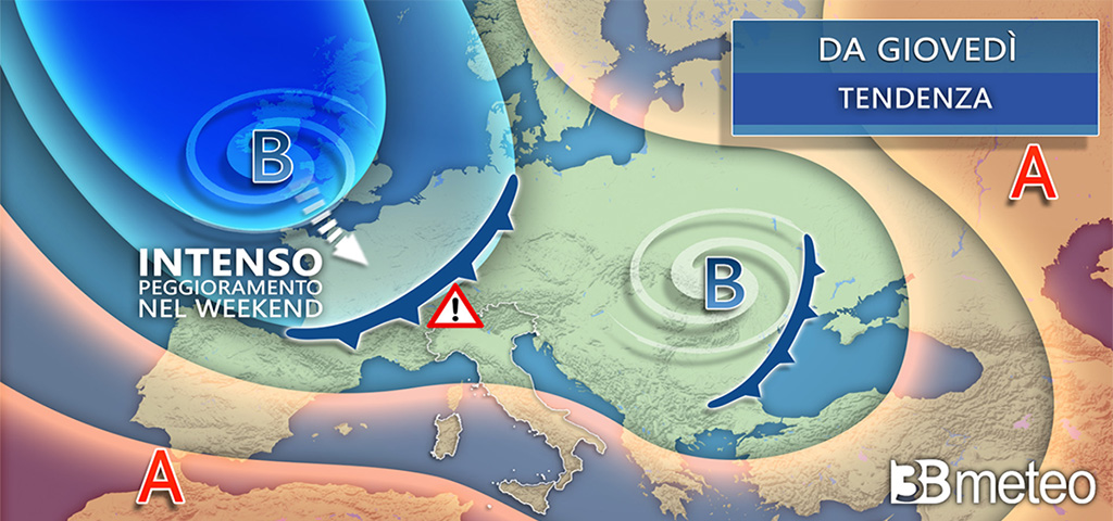 Da giovedì seconda parte settimana meteo italia europea