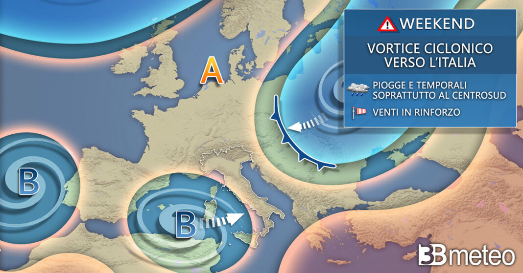 Weekend novembre peggioramento meteo italia con ciclone mediterraneo
