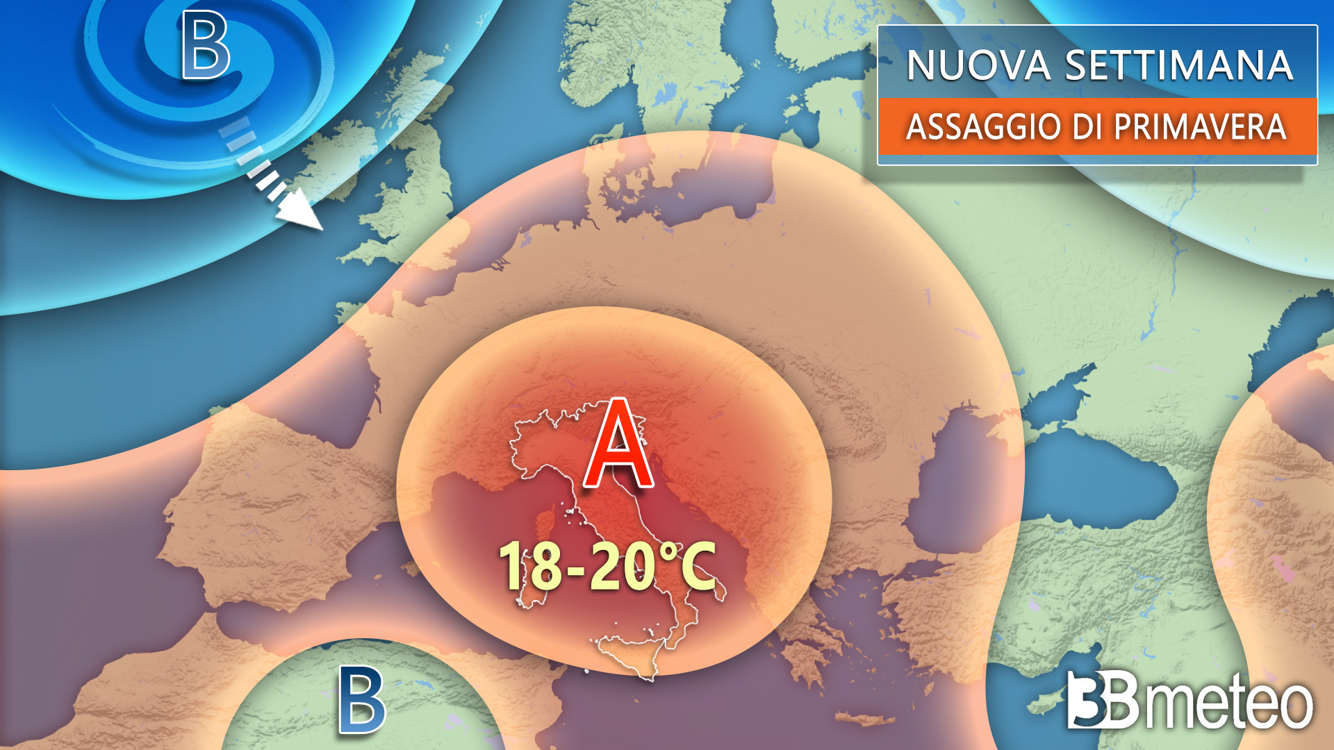 Anticiclone e assaggio di primavera con temperature sui 20 gradi