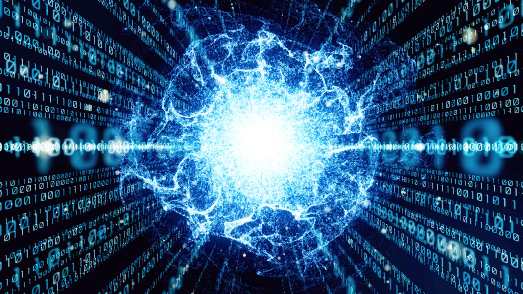 Immagine concettuale di fisica quantistica applicata alle tecnologie del computer
