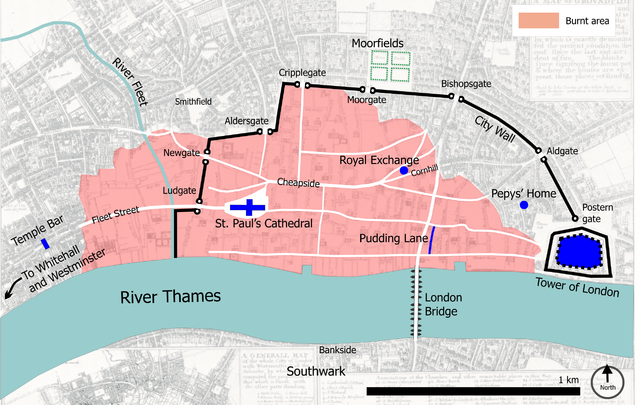 640px great fire of london map