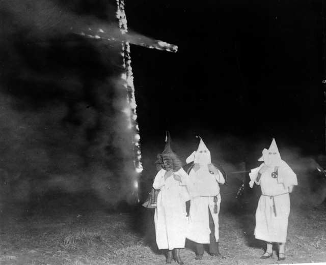 ku klux klan members and a burning cross denver colorado 1921