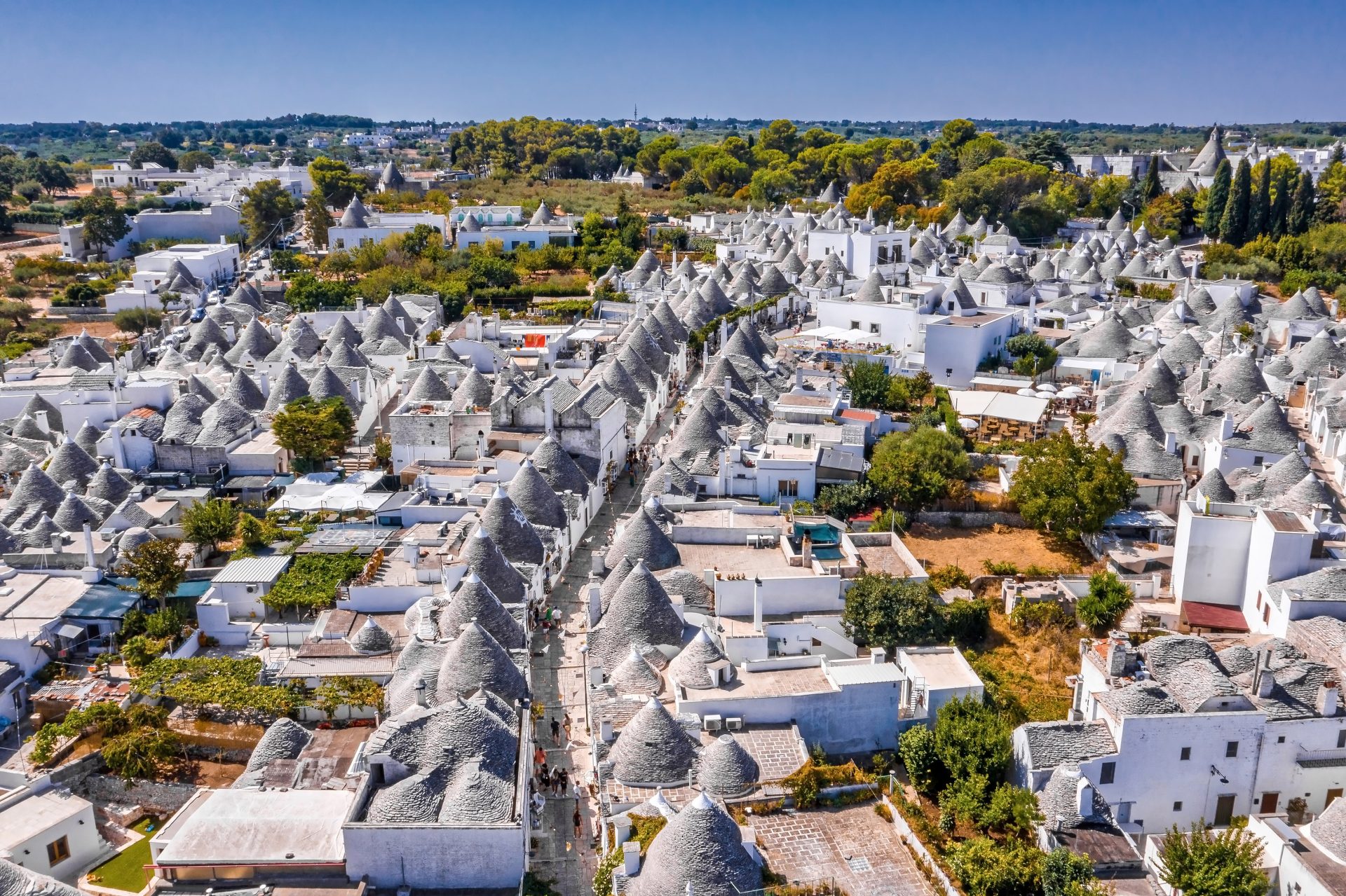 aerial view of the traditional trulli houses in arbelobello, pro