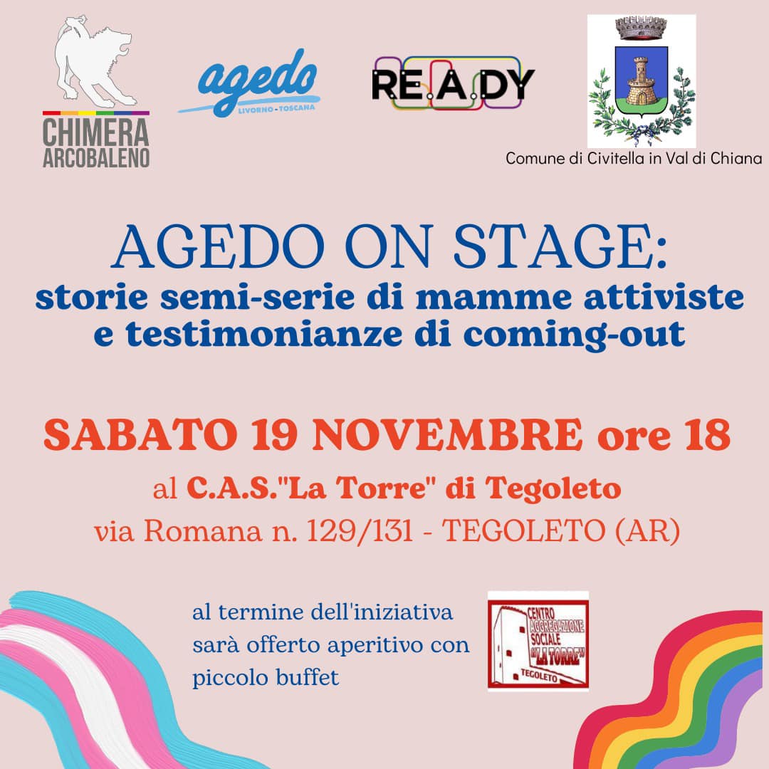 Genitori di persone LGBTI+ si raccontano: Sabato 19 novembre ore 18.00 a Tegoleto