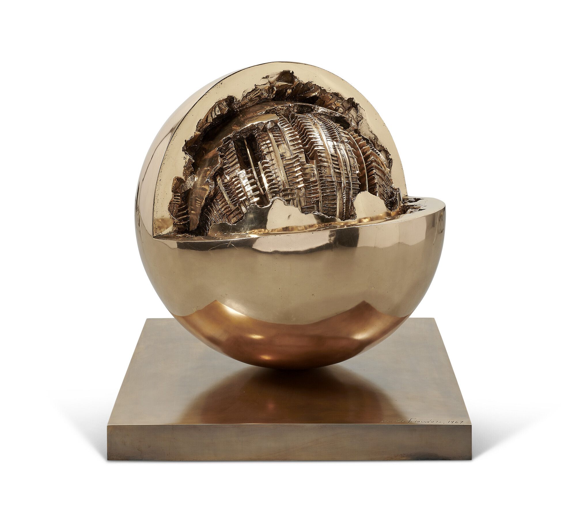 arnaldo pomodoro, sfera, 1967, bronzo ed. 2 + pda, diametro cm 90