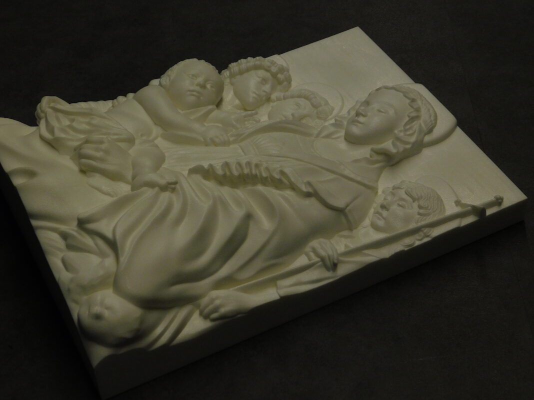alessandro filipepi detto botticelli (attr.) madonna col bambino e san giovannino con due angeli, mondello in 3d bassa (1)