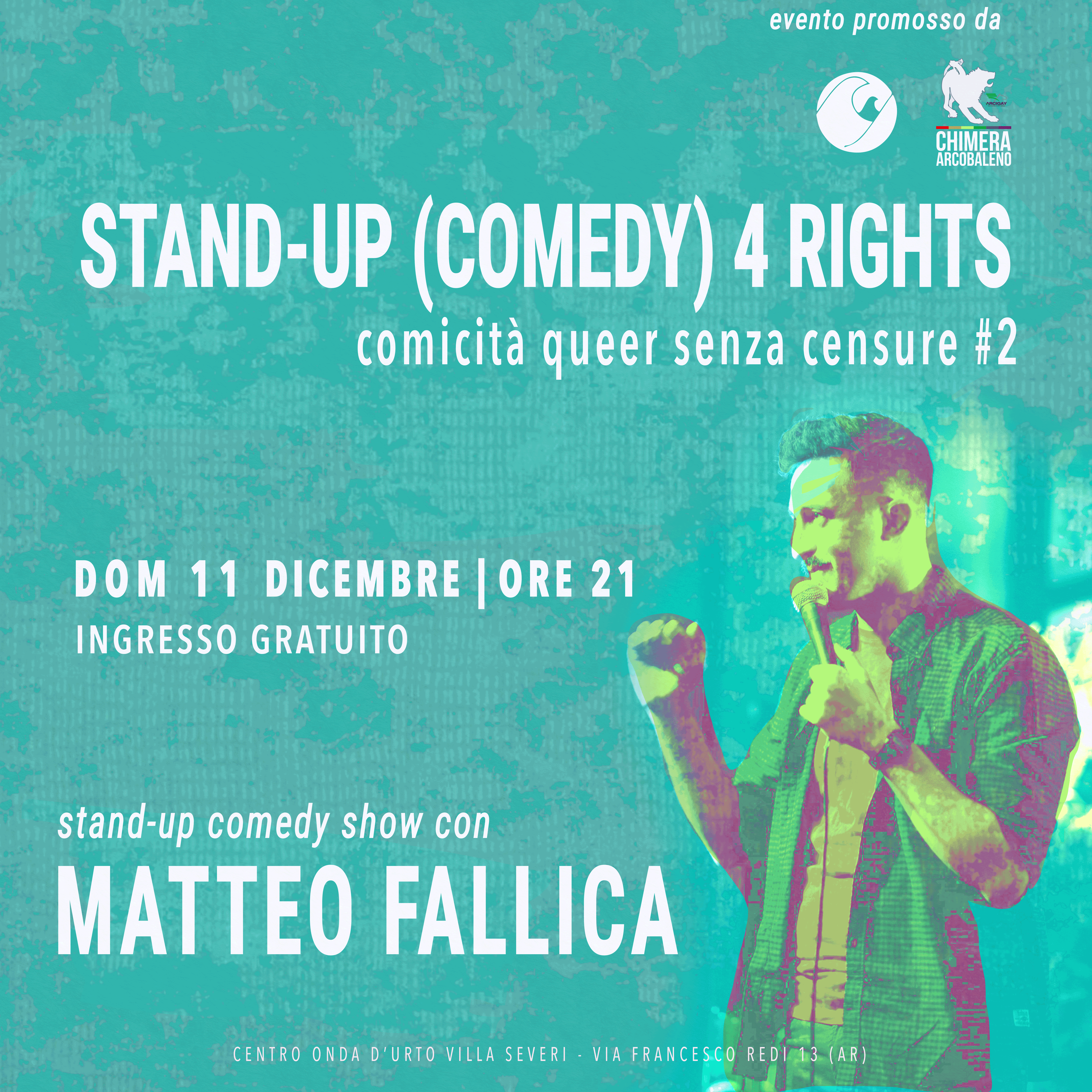 Matteo Fallica ad Arezzo per una serata di stand-up comedy queer: Domenica 11 Dicembre ore 21