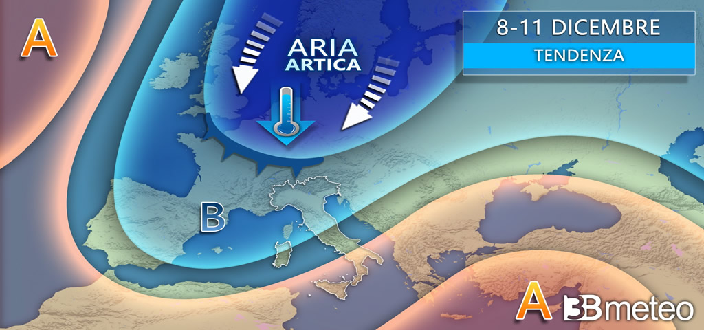 3BMETEO.COM: “torna il maltempo nel weekend e per l’Immacolata nuova perturbazione con pioggia e neve”