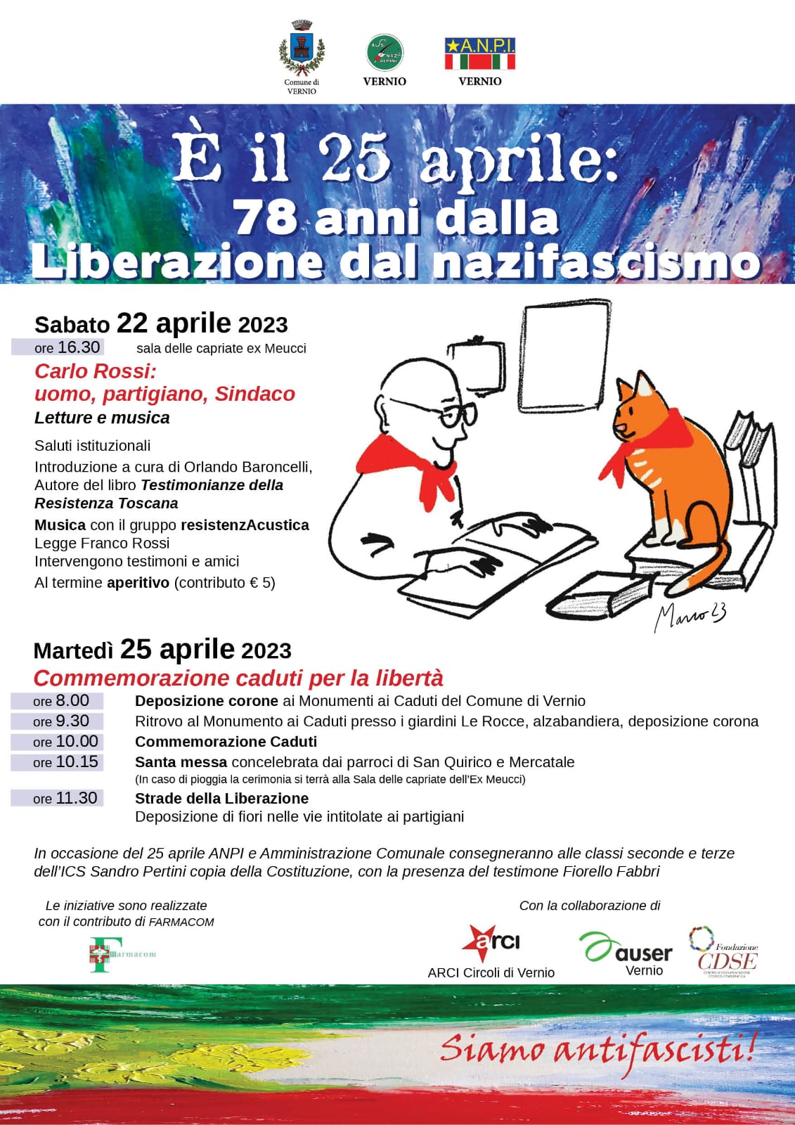 <strong>Siamo antifascisti!<br> Il 25 aprile a Vernio si ricorda con due iniziative sabato 22 aprile e martedì 25 aprile</strong>