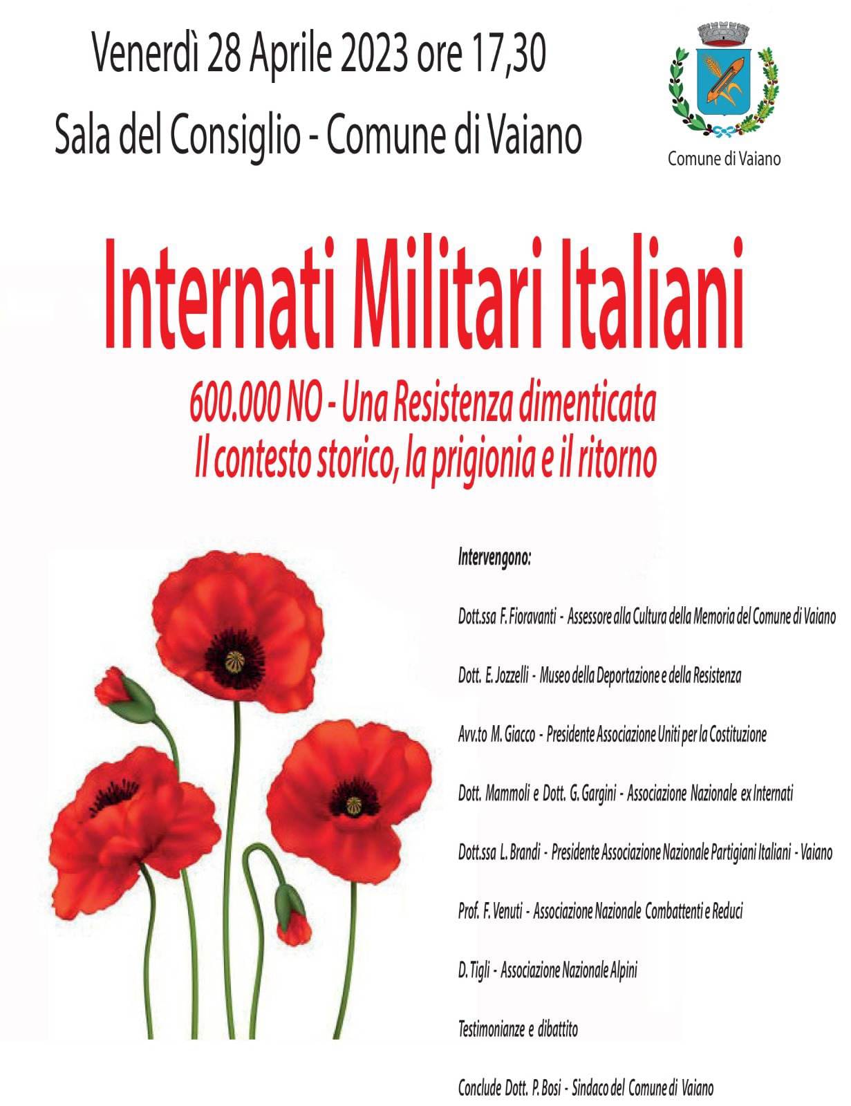 <strong>Vaiano ricorda i 600mila NO degli Internati Militari Italiani</strong>
