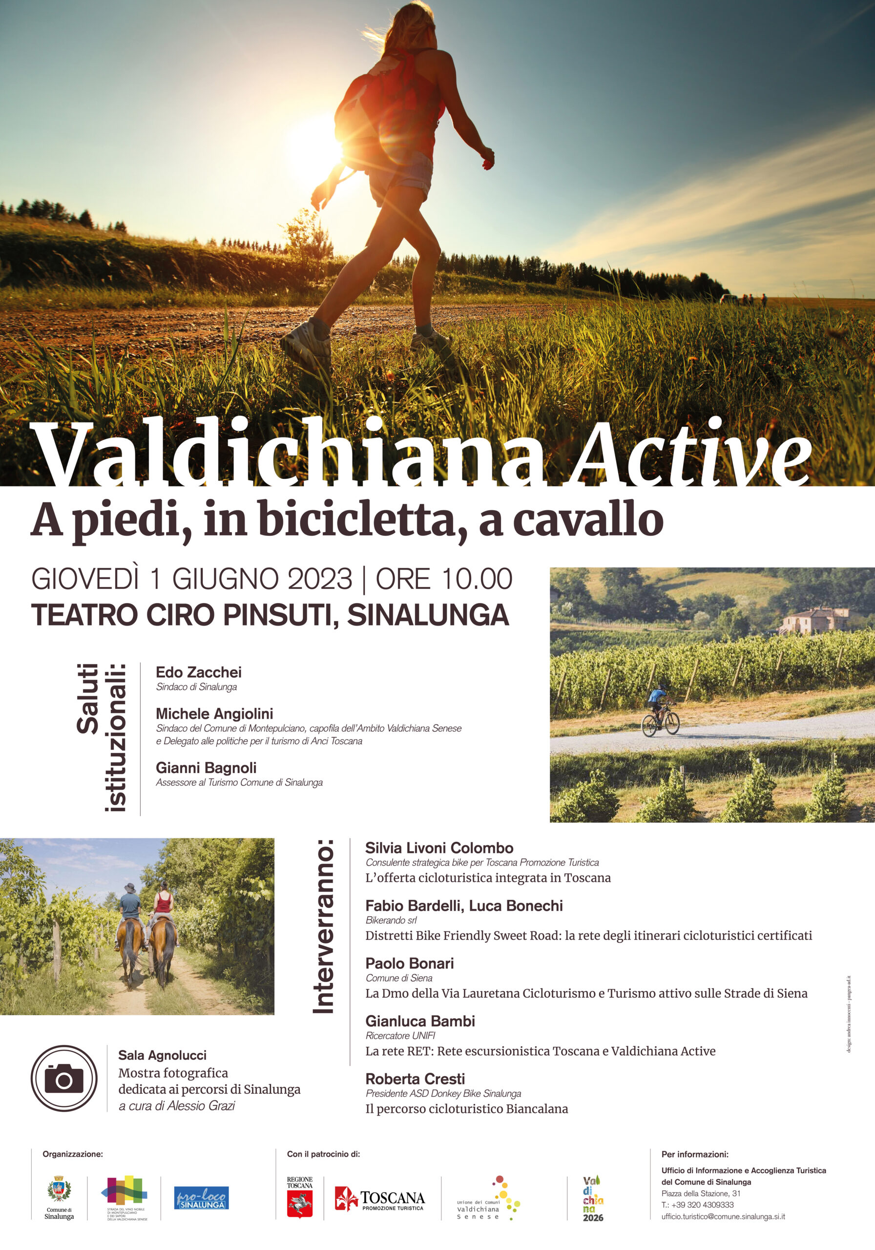 <strong>COMUNE DI SINALUNGA_”Valdichiana Active: a piedi, in bicicletta, a cavallo”, un incontro per promuovere e valorizzare il turismo lento in Valdichiana</strong>