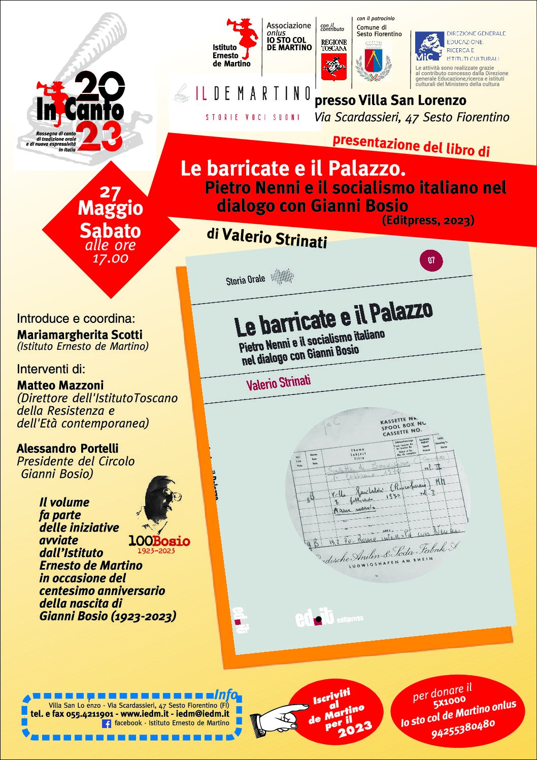 “Le barricate e il palazzo. Pietro Nenni e il socialismo italiano nel dialogo con Gianni Bosio” di Valerio Strinati.