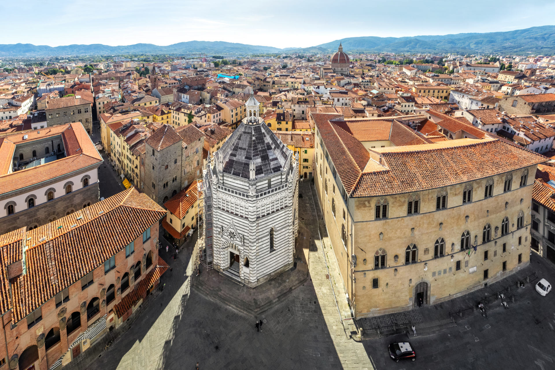 aerial cityscape of pistoia, italy