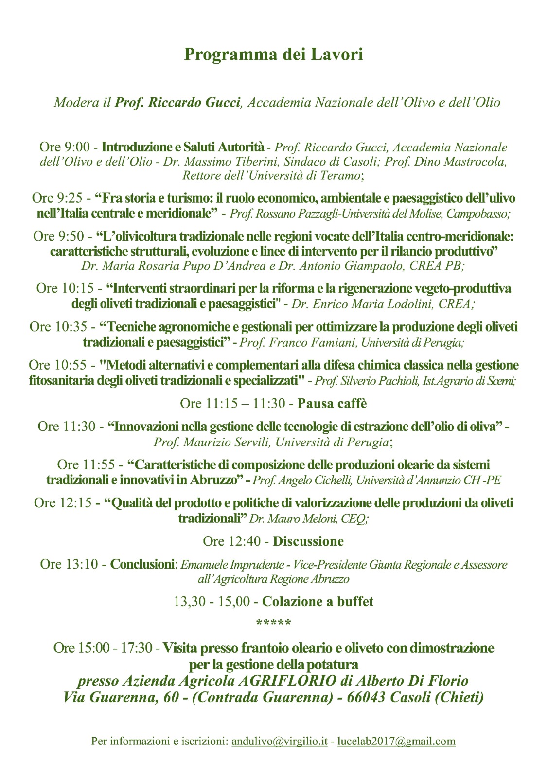 olivicoltura appenninica programma lavori