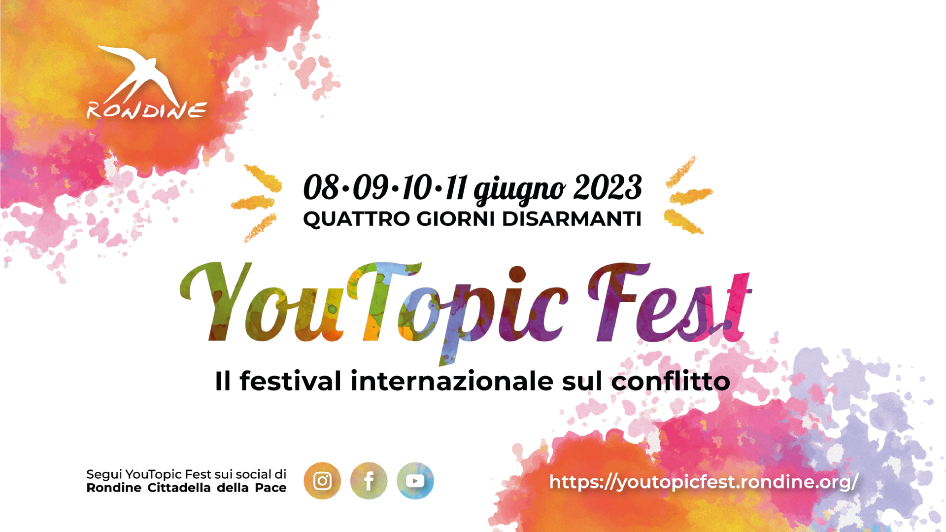 <strong>YOUTOPIC FEST 2023: 3.500 STUDENTI IN MARCIA PER LA PACE FINO ALL’11 GIUGNO A RONDINE</strong>