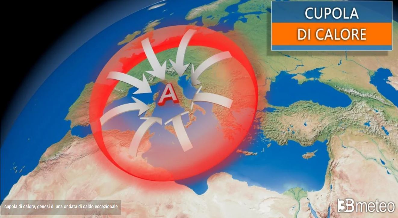 3BMETEO.COM: “ondata di caldo storico sotto la cupola africana, punte di 46-47°C in Sardegna e Sicilia, 40-41°C a Roma (Ciampino batte il suo record di luglio)”