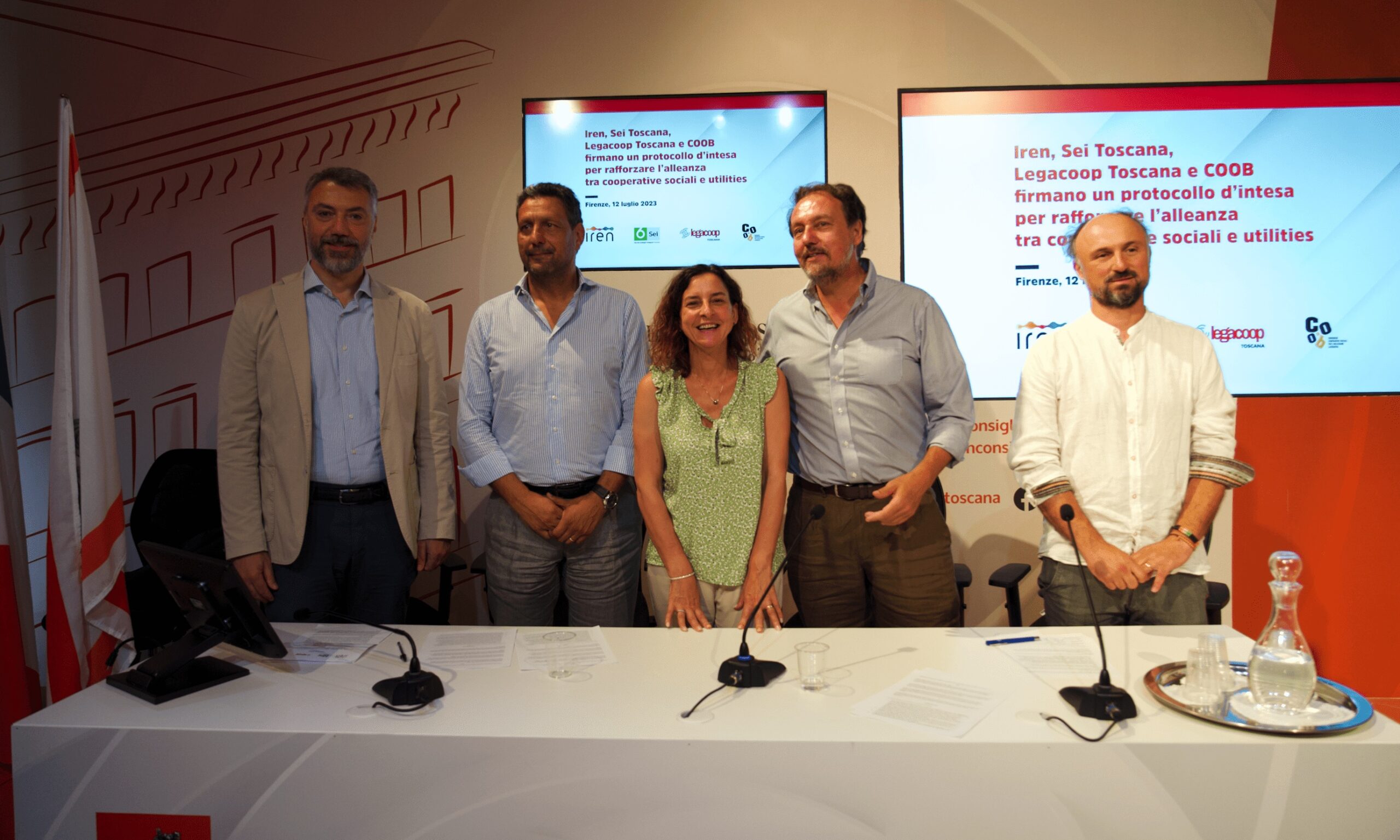 <strong>Iren, Sei Toscana, Legacoop Toscana e COOB firmano un protocollo d’intesa per rafforzare l’alleanza tra cooperative sociali e utilities </strong>