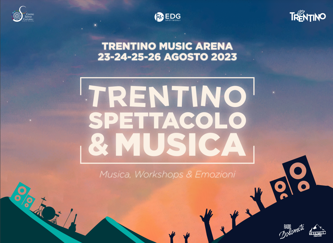 <strong>“TRENTINO SPETTACOLO E MUSICA” alla TRENTINO MUSIC ARENA. Note organizzative per la prima giornata di workshop e live al via da domani</strong>