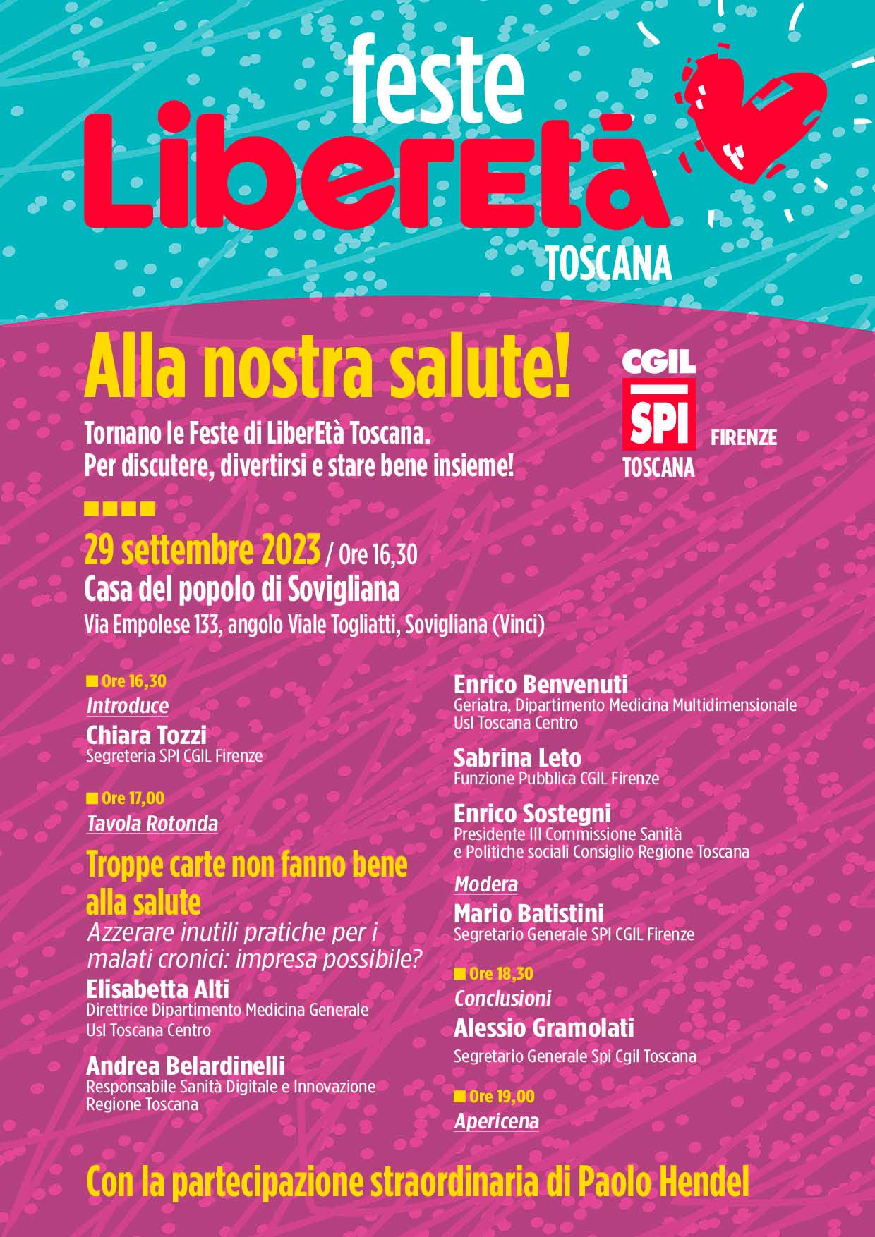 <strong> Il 29 settembre a Sovigliana (FI) la Festa di LiberEtà Toscana: si parla di problemi e difficoltà burocratiche per i malati cronici</strong>