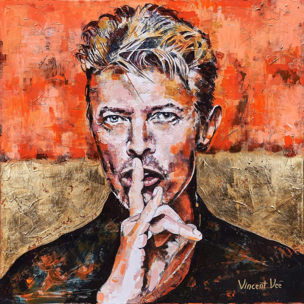 vincent vee david bowie acrylic on canvas 40x40 in