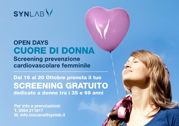 CUORE DI DONNA: FINO AL 20 OTTOBRE LA CAMPAGNA DI SYNLAB TOSCANA PER PREVENIRE LA CARDIOPATIA ISCHEMICA