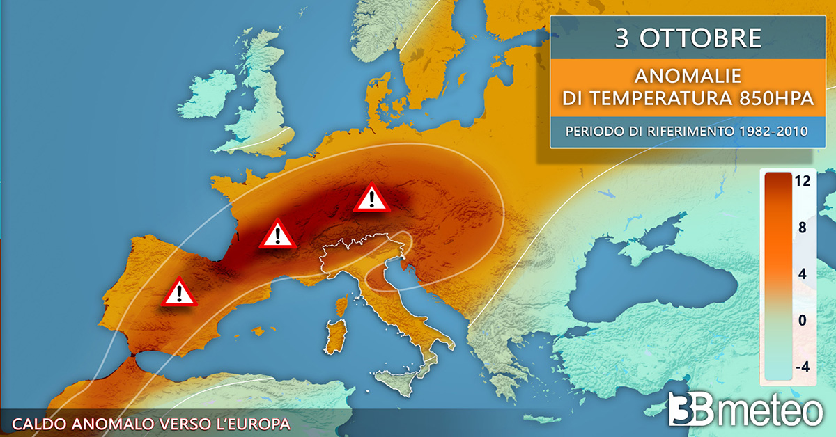 1200 anomalie di temperatura 3 ottobre