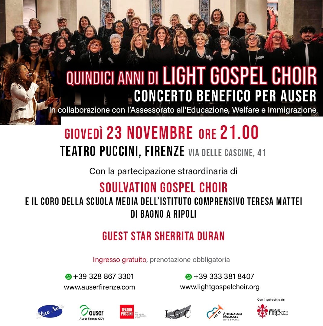 <strong>Il Light Gospel Choir di Firenze compie 15 anni giovedì 23 novembre festa al Teatro Puccini di Firenze</strong>