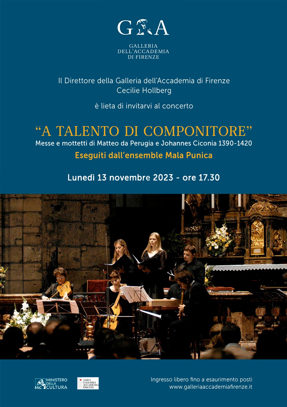 <strong>GALLERIA DELL’ACCADEMIA DI FIRENZE | Concerto dell’ensemble MALA PUNICA | Lunedì 13 novembre, ore 17.30</strong>