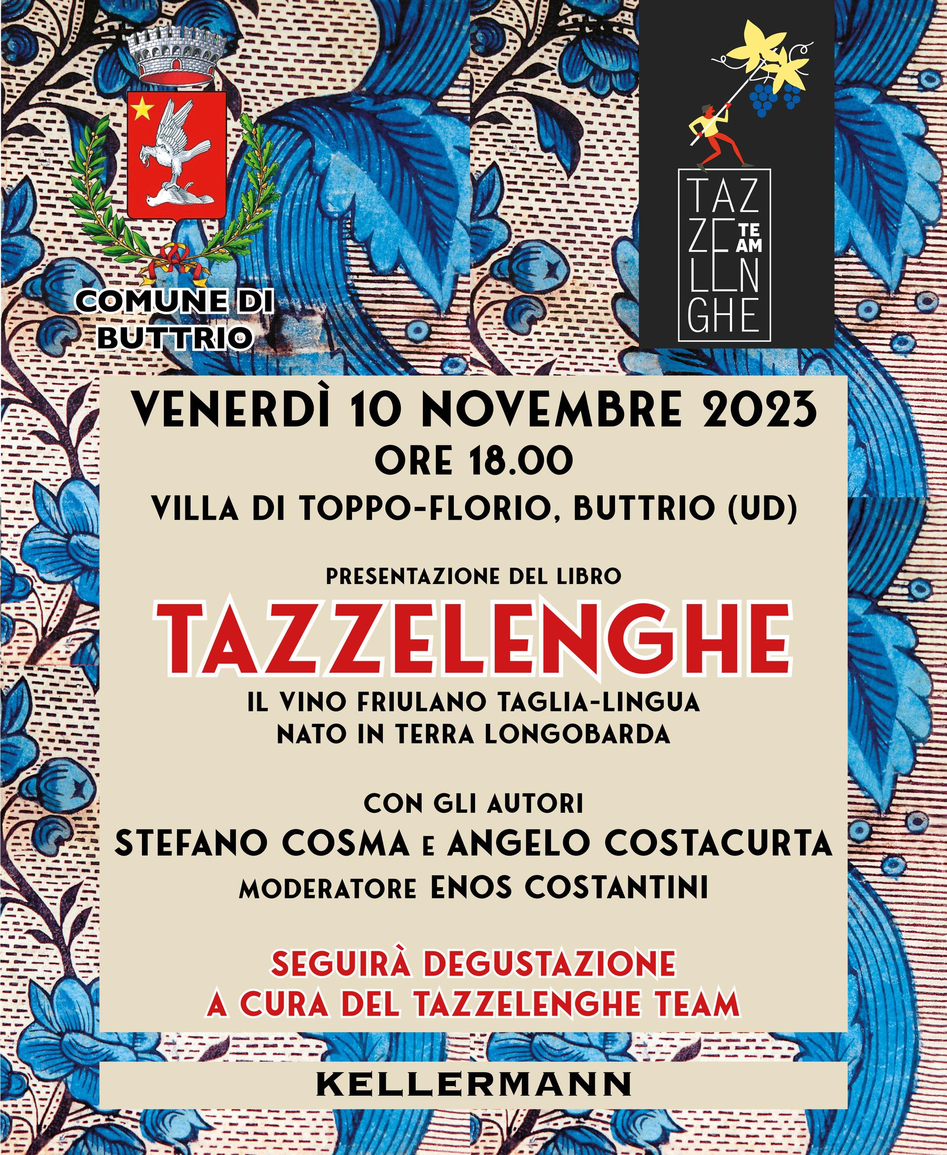 Venerdì 10 novembre ore 18.00 | Villa di Toppo-Florio, Buttrio (UD) | Presentazione del libro “Tazzelenghe” di Stefano Cosma e Angelo Costacurta | Kellermann Editore