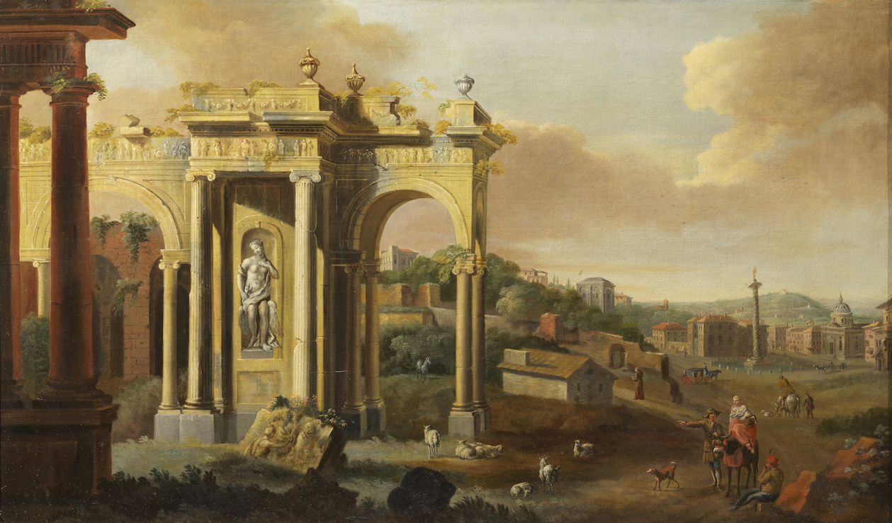 antonio joli veduta di roma con capricci architettonici bassa
