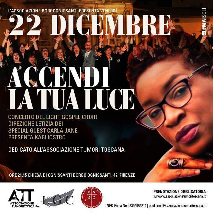 <strong>L’energia del Light Gospel Choir per l’ATT a Firenze 22 dicembre</strong>