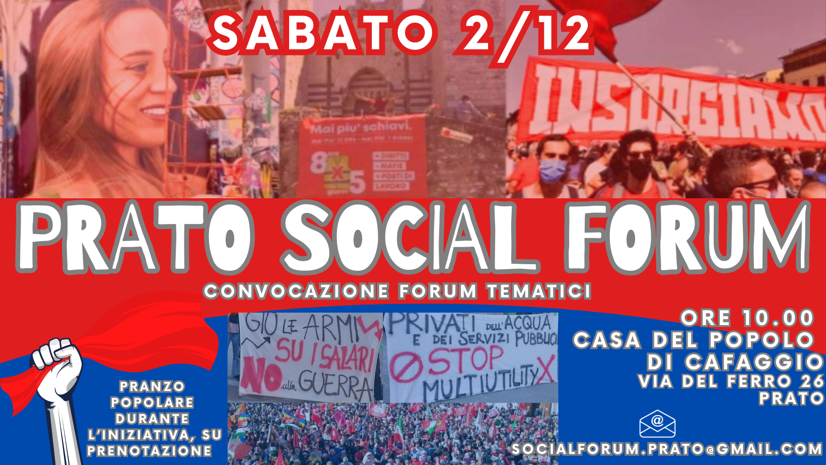 <strong>Social Forum di Prato, assemblea pubblica e convocazione dei forum tematici per prospettare insieme le priorità di Prato</strong>