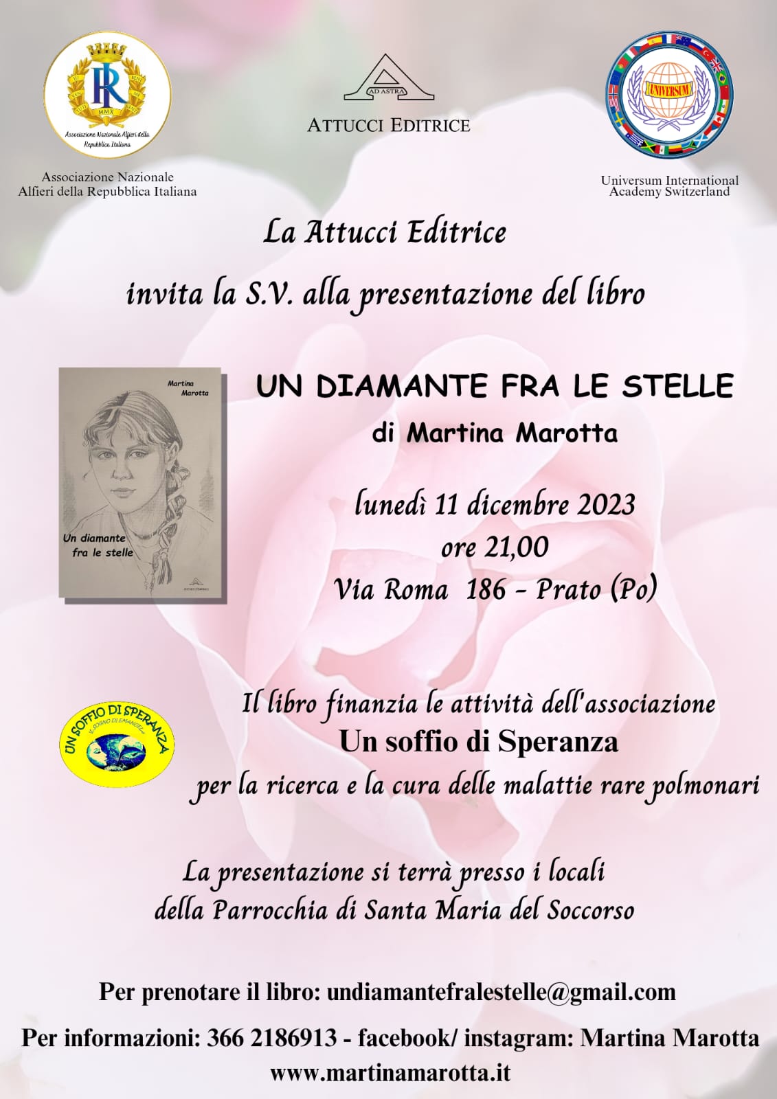 11 dicembre ore 21 presentazione “UN DIAMANTE FRA LE STELLE” di Martina Marotta