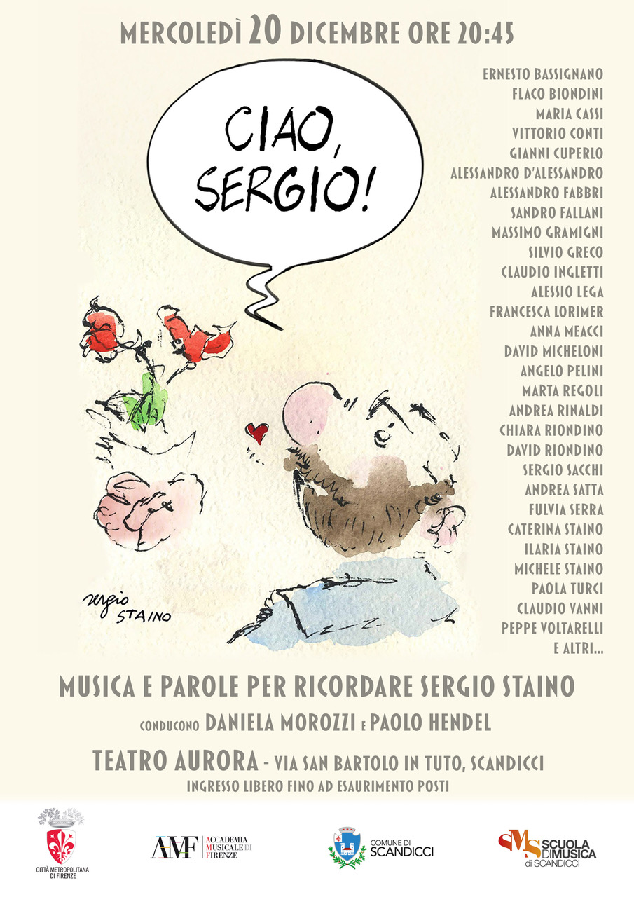 <strong>Ciao Sergio! Musica e Parole per Sergio Staino mercoledì 20 dicembre al Teatro Aurora di Scandicci con tantissimi ospiti</strong>